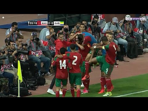 شاهد  الهدف الثاني لمنتخب المغرب في مرمي نظيره الغابوني